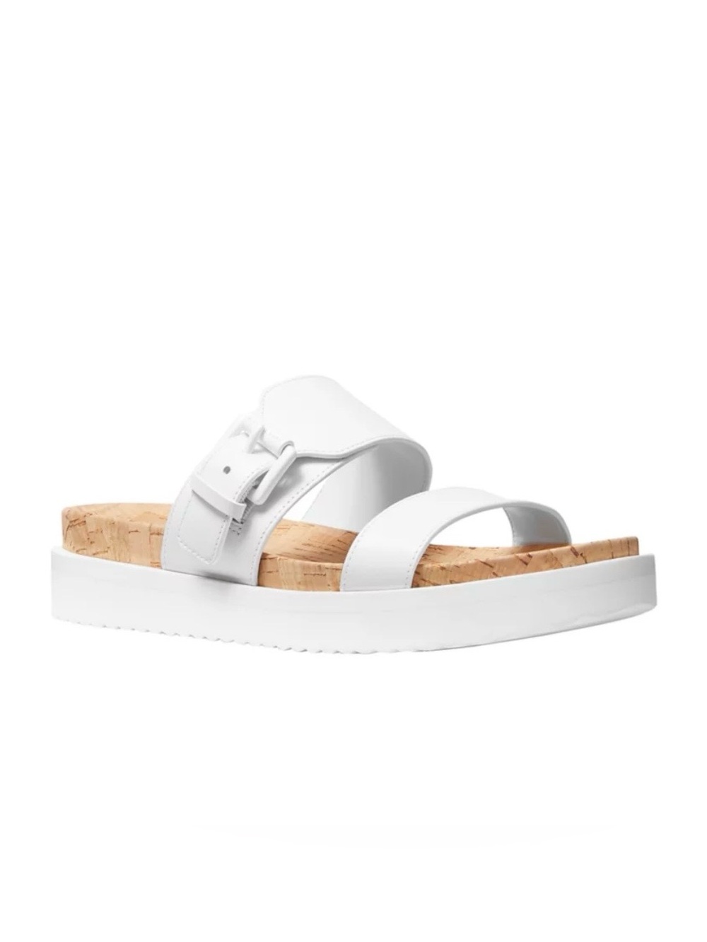 NWB Michael Kors Bo Slide Leather Sandal - Size 6.5 - Optic White